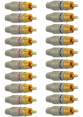 Eeekit 20Pack RCA Male Plug Solder, Gold Audio Video Adapter Connector for Speak