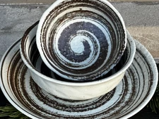 Japanese  Noodle Bowl  And Plates Mid Century Modern Ceramics