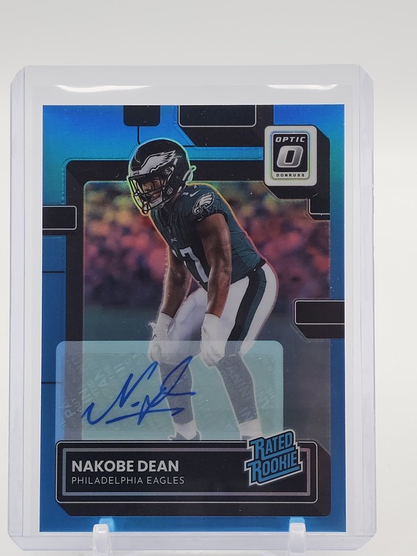 NAKOBE DEAN 2022 DONRUSS OPTIC BLUE PRIZM RATED ROOKIE AUTO /99 Q3286