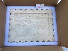 Natural Scalloped Marble Tray 10.8"x8",Rectangle Tray for Bathroom Kitchen Co...