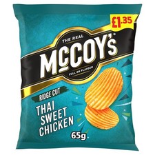 McCoy's Thai Sweet Chicken Crisps  Full Box of 20 x 65g  Ridge Cut Flavour Snack