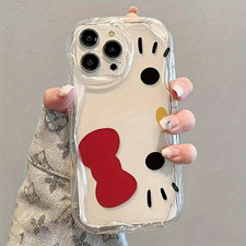 Kawaii Style iPhone Case   Fits  14/15 Pro Max   Clear, Red Bow  