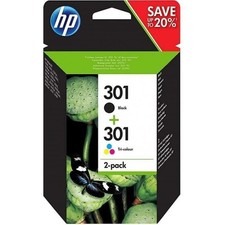 HP 301 Pack de Cartouches d'encre Noir et Trois Couleurs authentiques (N9J72AE)