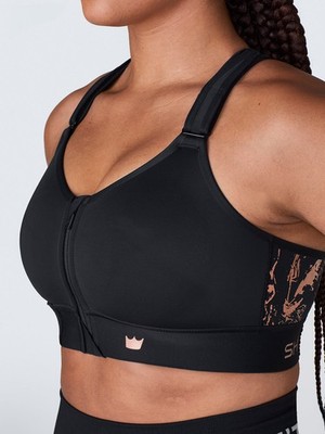SHEFIT FLEX Luxe Black Sports Bra High Support Athletic Workout Activewear
