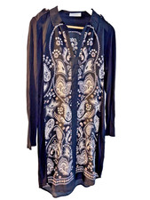 Oasis Paisley Print Shirt Dress -Size- Small, Black & White, Chiffon &Polyester