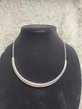 Boma Sterling Silver 925 Curved Bar Necklace 46.8g Lobster Clasp