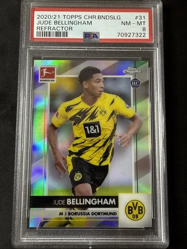 2020/21 Topps Chrome Bundesliga Jude Bellingham Rookie Refractor PSA 8
