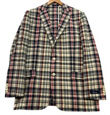 Brooks Brothers 1818 Fitzgerald Preppy Plaid Blazer Jacket Mens 44R Woven