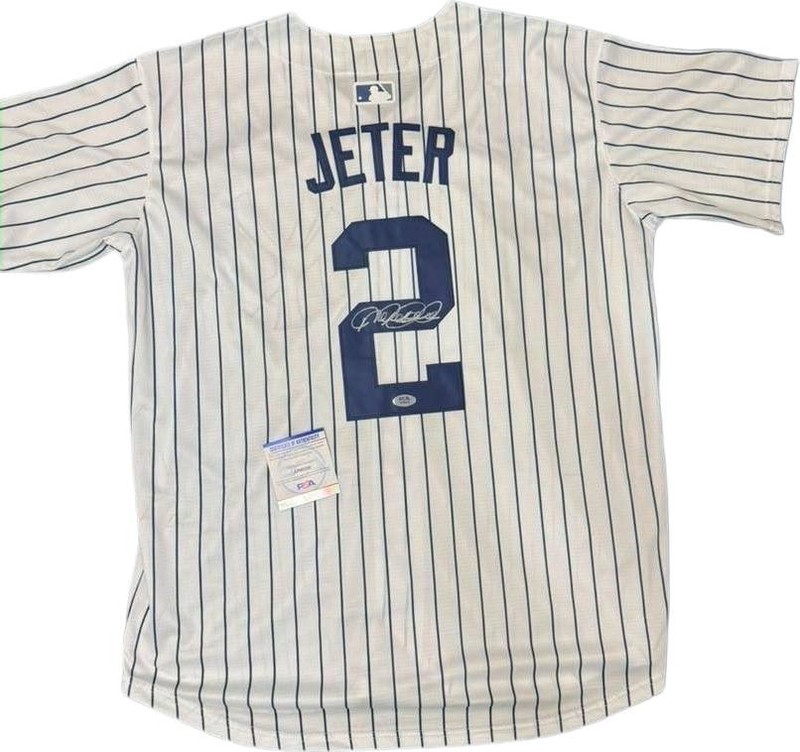 DEREK JETER NY SIGNED AUTOGRAPH BASEBALL JERSEY PSA AUTHENTICATION