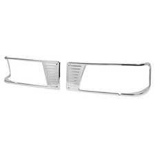 New Pair Chrome For Peterbilt 377 Turck Headlamp Headlight Bezel 16-06264