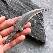 Damascus Steel High Hardness Fruit Knife Sharp Small Curved Blade Blank DIY