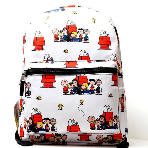 Large Backpack  Peanuts Snoopy Charlie Brown White 16" School Bag Tote New