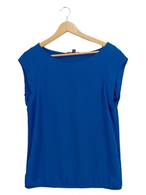 comma, Damen Casual Top Kurzarm Blau Gr. 38/M Uni