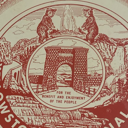 VINTAGE YELLOWSTONE NATIONALPARK SOUVENIR BLECH TABLETT - Bild 12 von 18