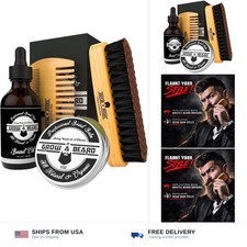 Beard Brush, Beard Comb, Beard Oil, Beard Balm Grooming Kit for Men's Care,...