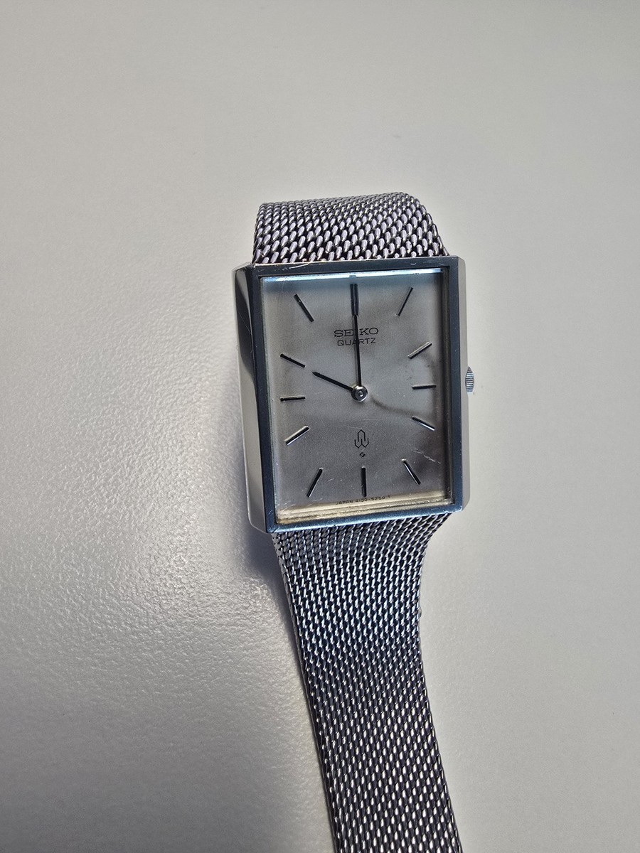 1977 Seiko 4130 5250 Mens Full Stainless Steel Integrated Bracelet