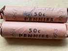 Lot of (2) 1949 S LINCOLN CENT ROLLS. 50 COINS EACH
