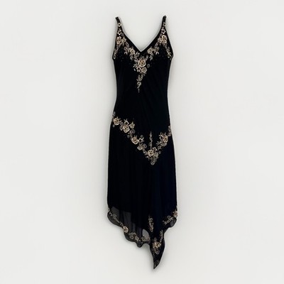 R M Richards Sz 10 Beaded Embroidery Y2K Slip Dress Gown Art Nouveau Fairy