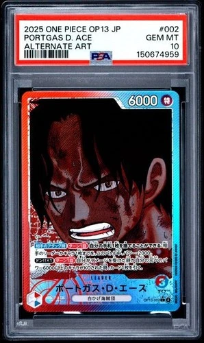 2025 One Piece Portgas.D.Ace (Alt Art) OP13-002 Carrying On His Will (JP) PSA 10