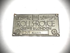 1966 - 1980 Rolls Royce Crewe London Emblem 4x2 Plate 1966 - 1980 Rolls Royce Crewe London Emblem 4x2 Plate