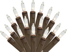 Holiday Pride Clear Christmas Lights with Brown Wire - 100 Count - Warm White Ch