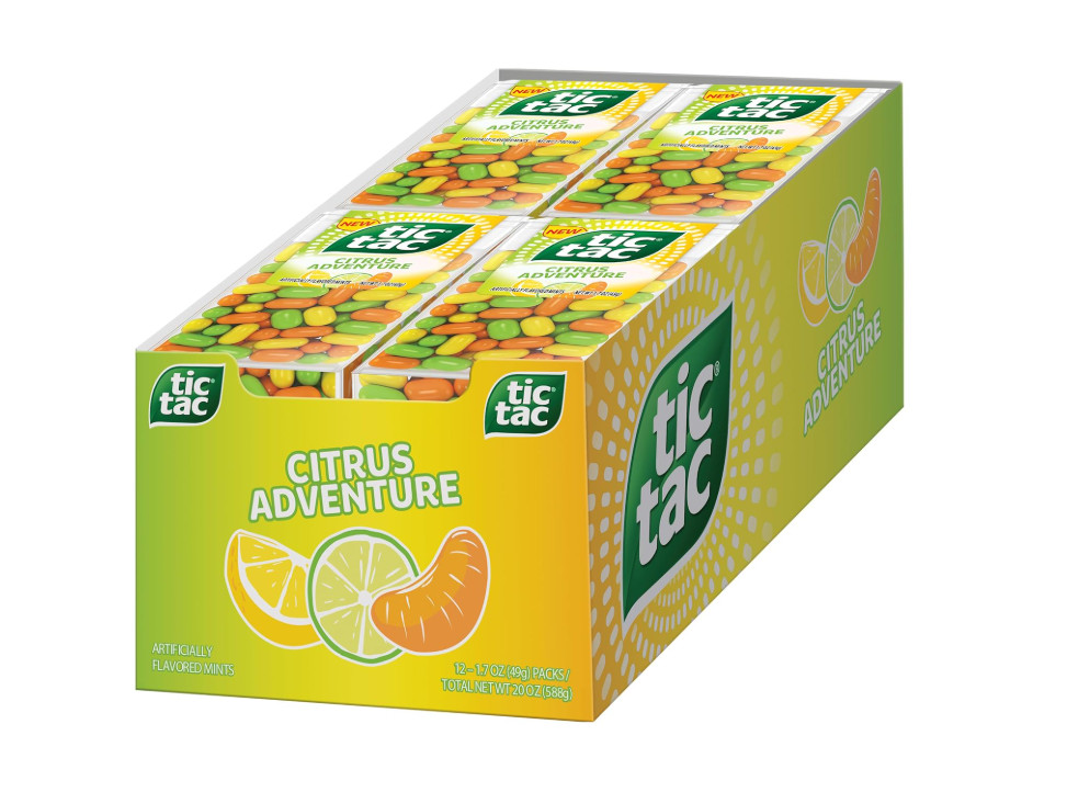 Tic Tac, мятные леденцы Citrus Adventure, освежающие на ходу, по 1,7 унции, Упаковка из 12 конфет.