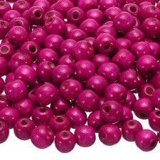 300 Pcs Natural Wooden Beads for Crafts, Rose Red 11 x 12mm, 4mm Hole 