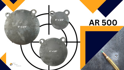 AR500 Steel Gong Shooting Target 3/8 4'' + 6'' + 8'' Round 2-Hole 0200126