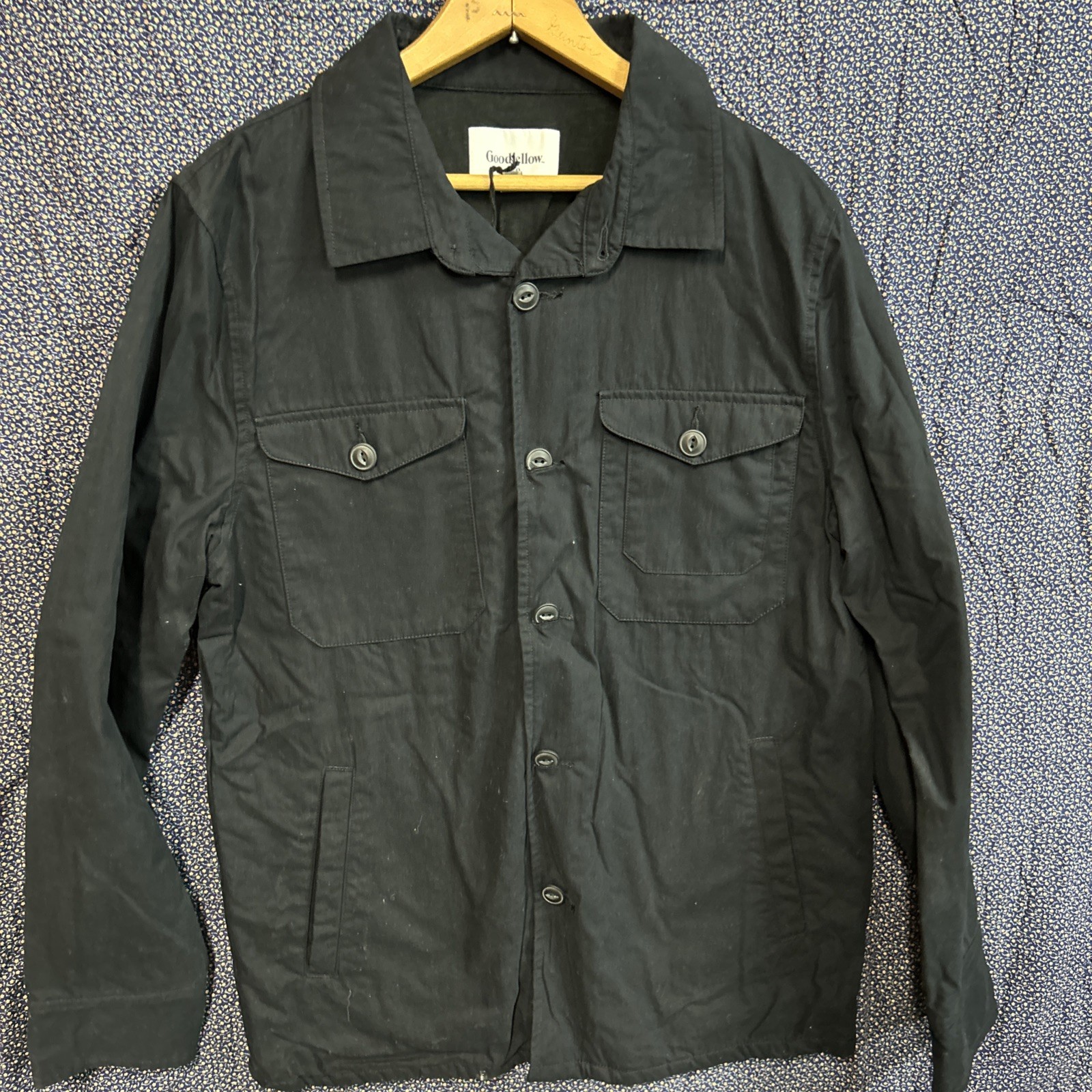 NWT Mens Black Goodfellow & Co Button Front Shirt Jacket Size S Slim Fit Casual