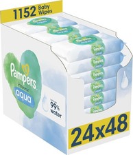 Image of Pampers Harmonie Aqua Baby Wipes Plastic Free 24 Packs of 48 Wipes, 1152 Baby