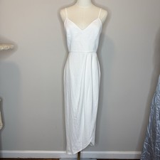 Lulu's Elegant White V-Neck Midi Slip Dress