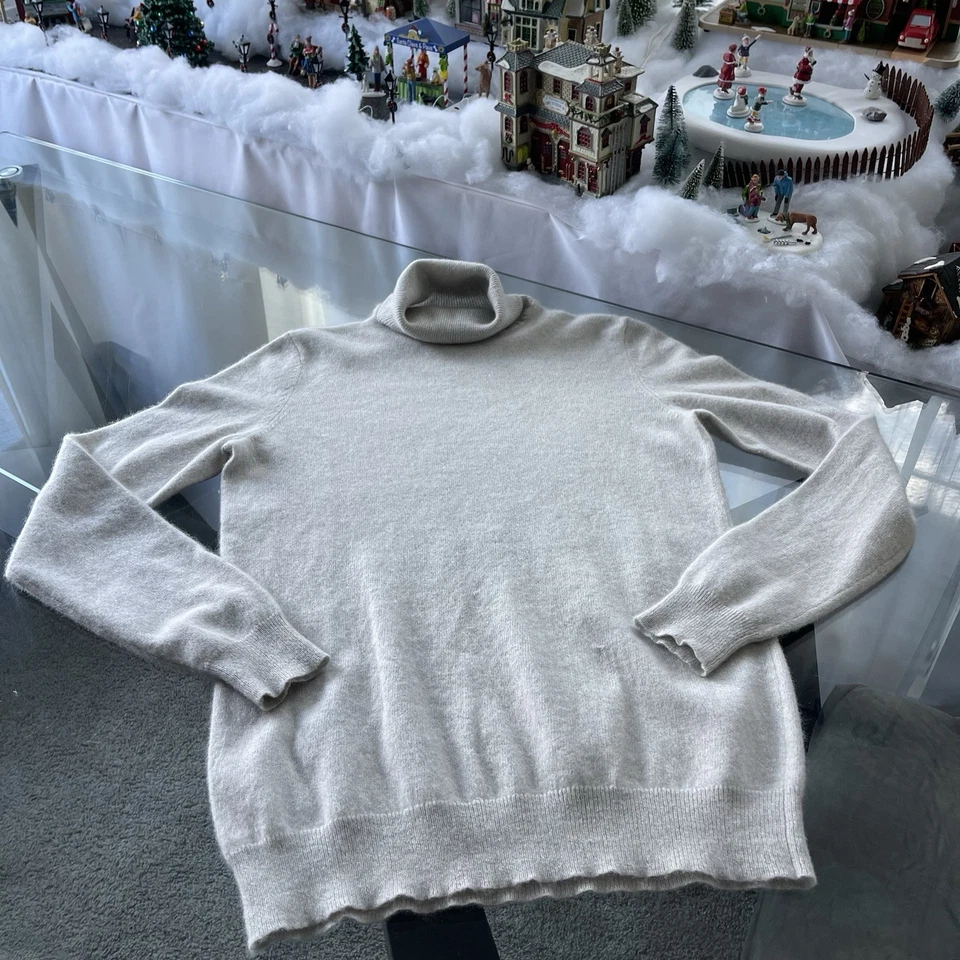Suéter para mujer 100 % cachemir marfil cuello alto silencioso lujo atemporal talla M Foto 3 de 4