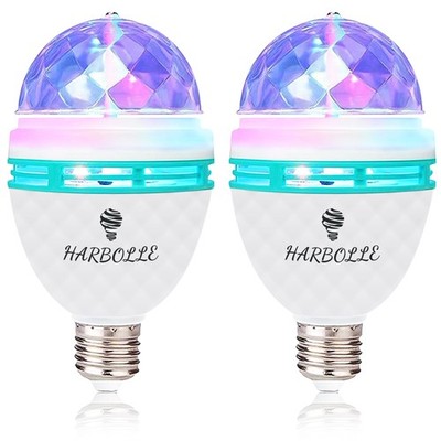 HARBOLLE 2 Pack RGB Color Rotating Bulb,E26/E27,LED Party Bulbs Colored Strob...