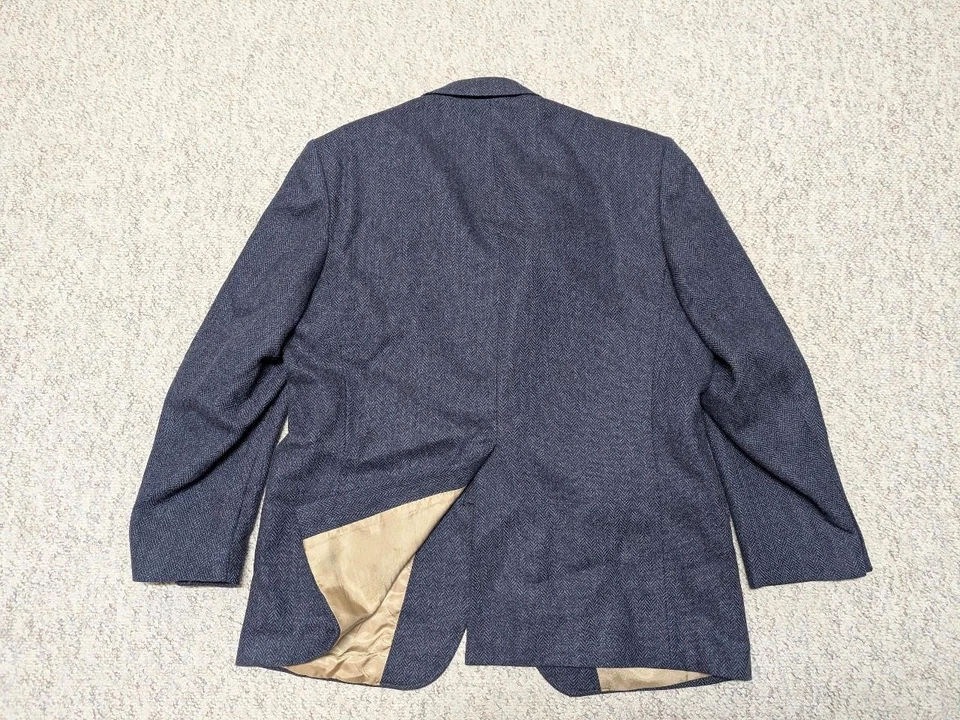 Abrigo deportivo vintage hecho en EE. UU. ORVIS donegal TWEED lana 46R azul ESPIGA Foto 2 de 4