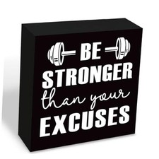 Motivational Gym Sign, Decorative Wooden Block Signs, Workout Inspirational 12