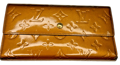 Louis Vuitton Snap-Closure Wallet Women s Monogram Vernis Bronze Large France