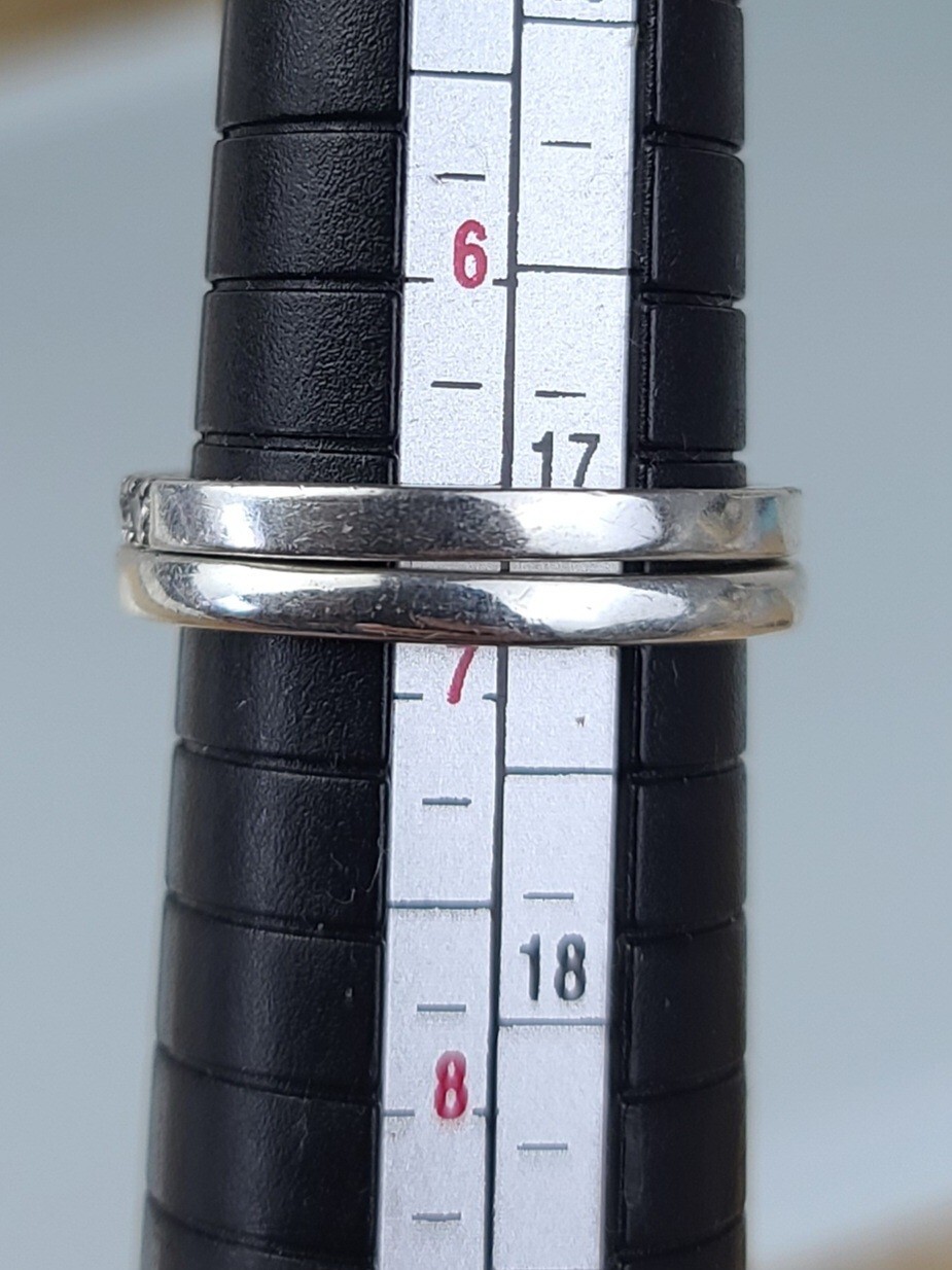 2 Sterling 925 Solid Silver Iced AAA Stacker Ring… - image 15