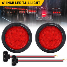 Qty 2 Red 4 Inch 12 Led Round Stopturntail Truck Trailer Light Kits Pigtail K