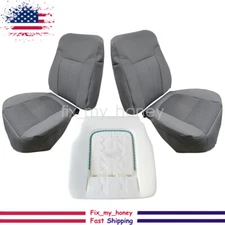 Front Driver Passenger Top & Bottom Seat Cover Gray For 2009-2014 Ford F150 New