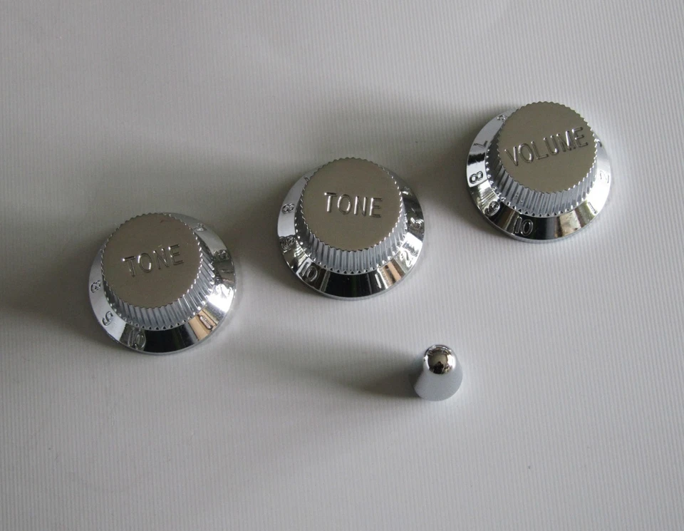 Chrome ST Guitar Volume Tone Knobs Guitar Switch Tip Cap for Fender Strat - Image 2 of 2