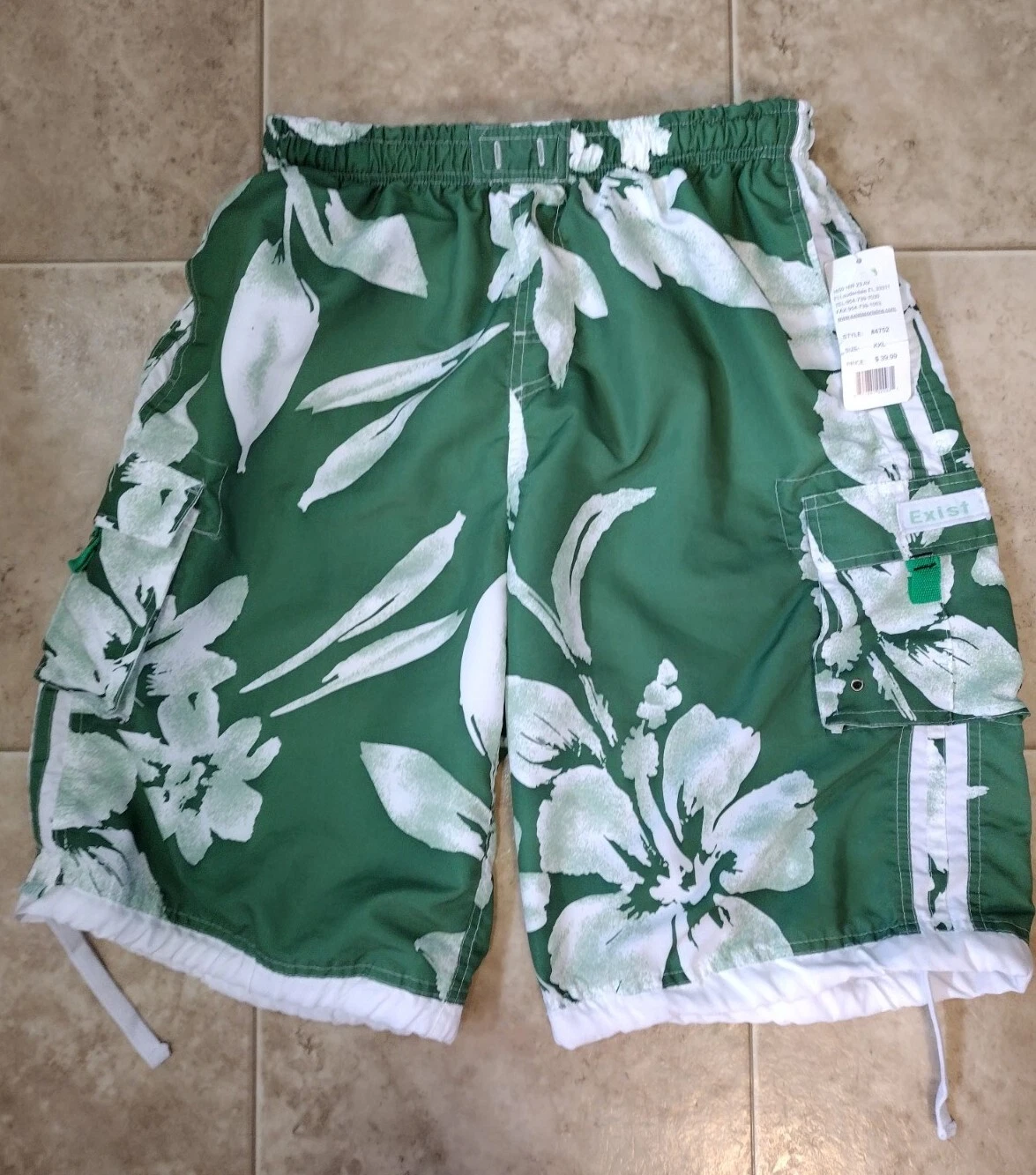 Maillot de bain homme Exist Supreme vert hawaïen fleuri board XXL 100% polyester 