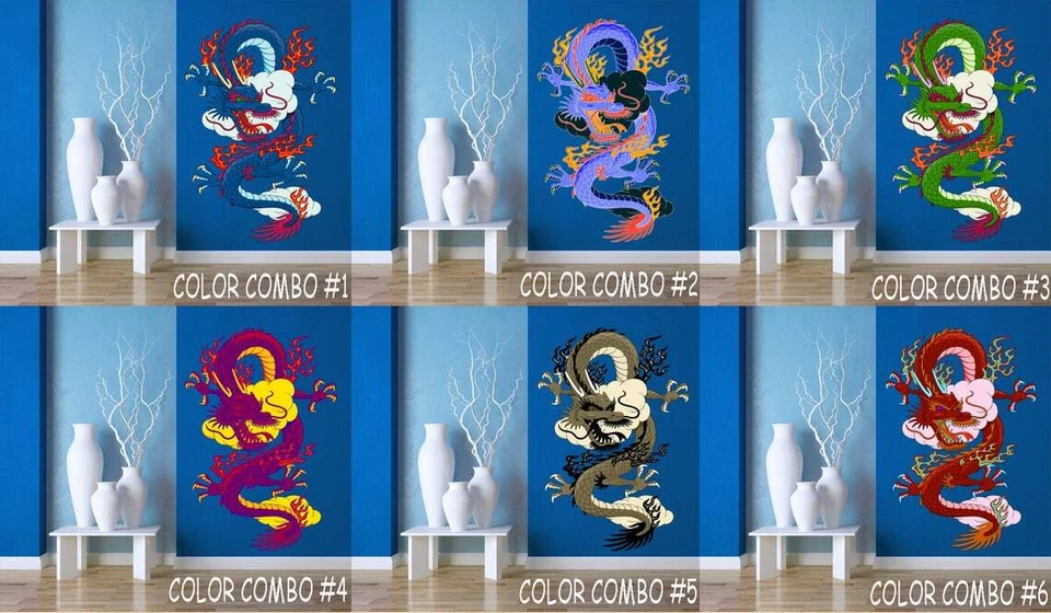 Calcomanía de pared dragón de fuego, pegatina dragón chino, calcomanía dragón chino, dragón Foto 2 de 4