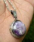 White Gold Filled Amethyst Jade Fashion Pendant Locket Free Assorted Chain #4