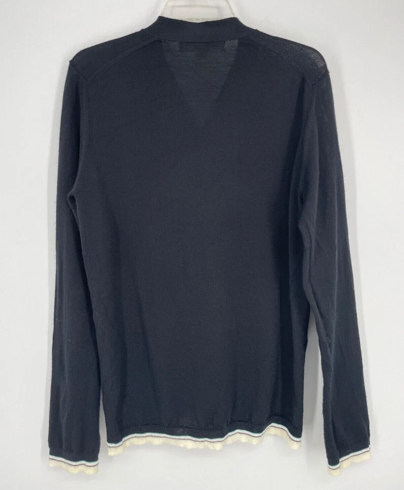 COMME des GARCONS Hombre M CAMISA NEGRA Punto Cuello en V Lana Cárdigan Algodón Japonés Foto 2 de 4