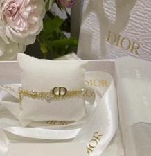 Christian/ Dior-2024 new golden CD letter pearl double-layer bracelet