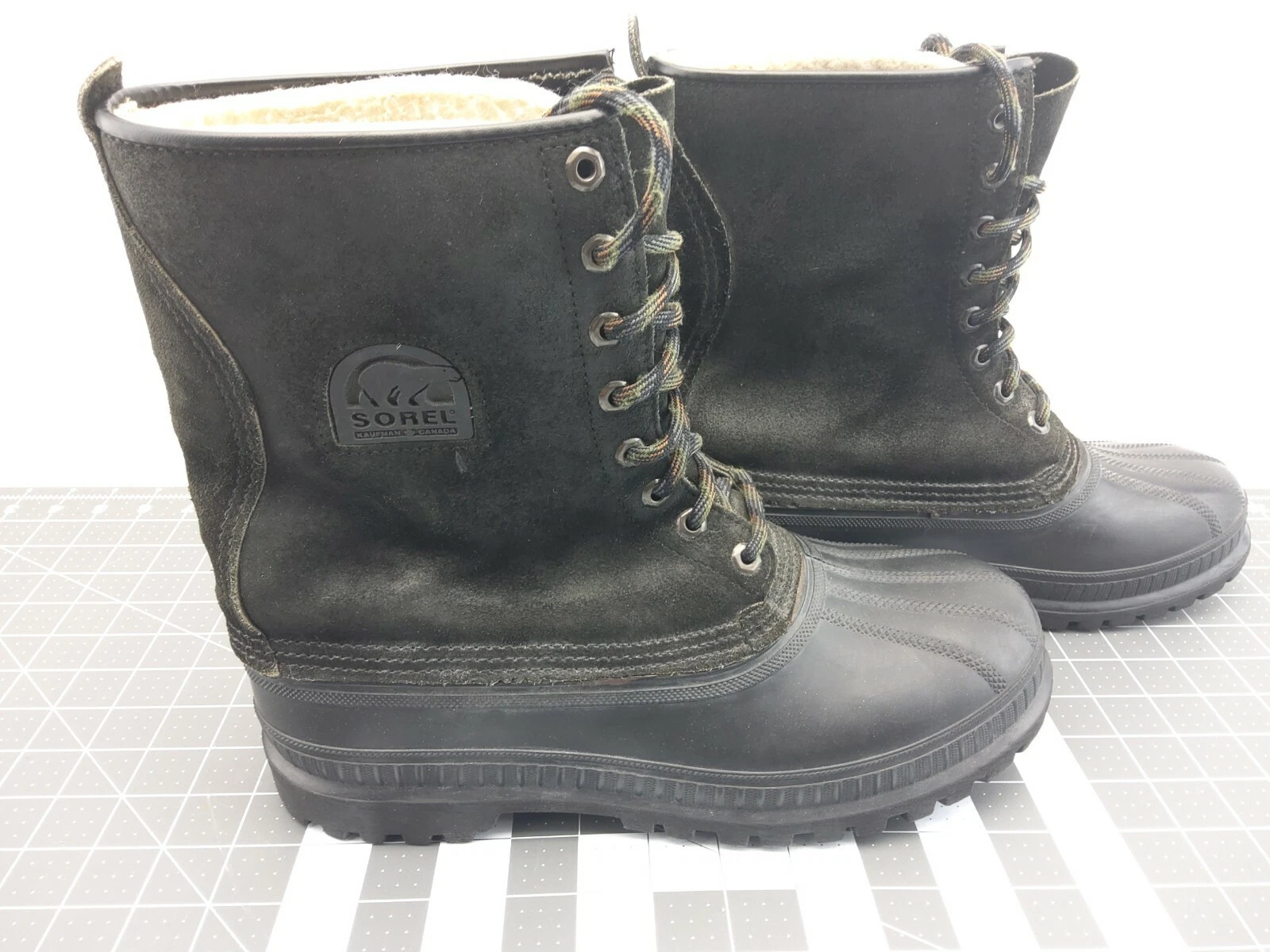 Sorel Kaufman Steel Shank Black Leather Rubber Snow Winter Boot Size 9 Men’s