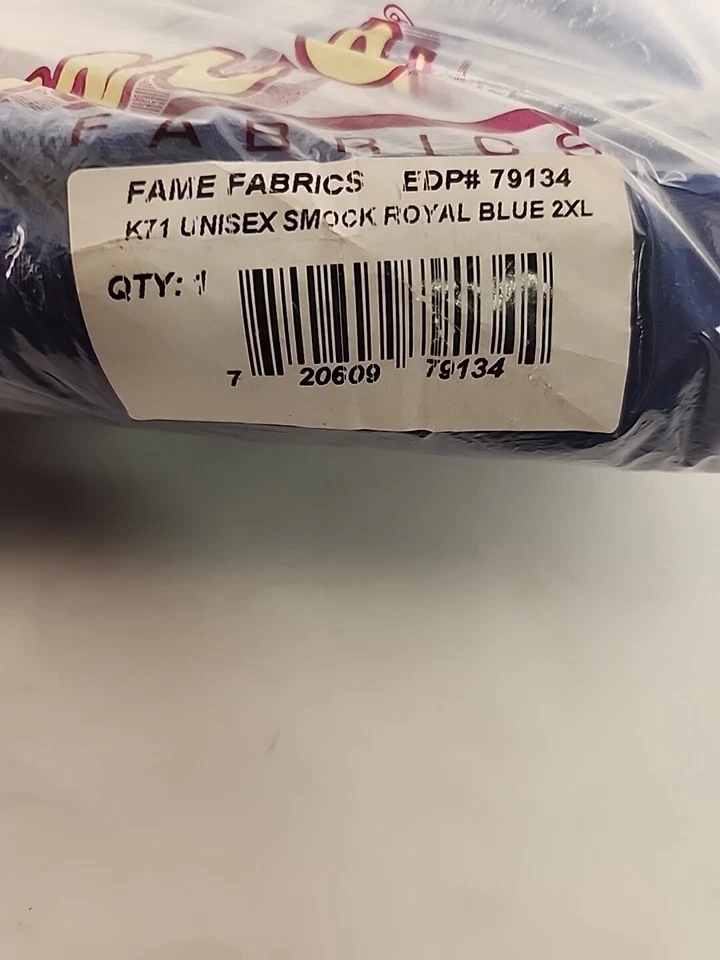 New Fame Fabrics Front Button Unisex Server Smock with Short Sleeves K71 Size 2X - Image 4 of 4