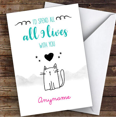 Personalisierte Valentinstagskarte Spend All My 9 Lives With You Katze