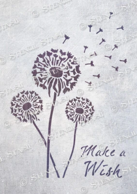 STENCIL STASH Dandelion Wish STENCIL 6 sizes Sm to XXL! Flowers Vintage Furniture 250 MYLAR