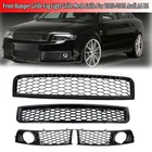 4x For Audi A4 B6 Honeycomb Front Bumper Lower Grille+Fog Light Grill  2002-2005